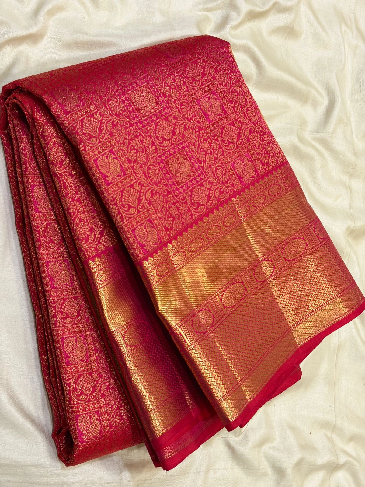 Dark Red Kanchipuram Handloom Bridal Silk Saree